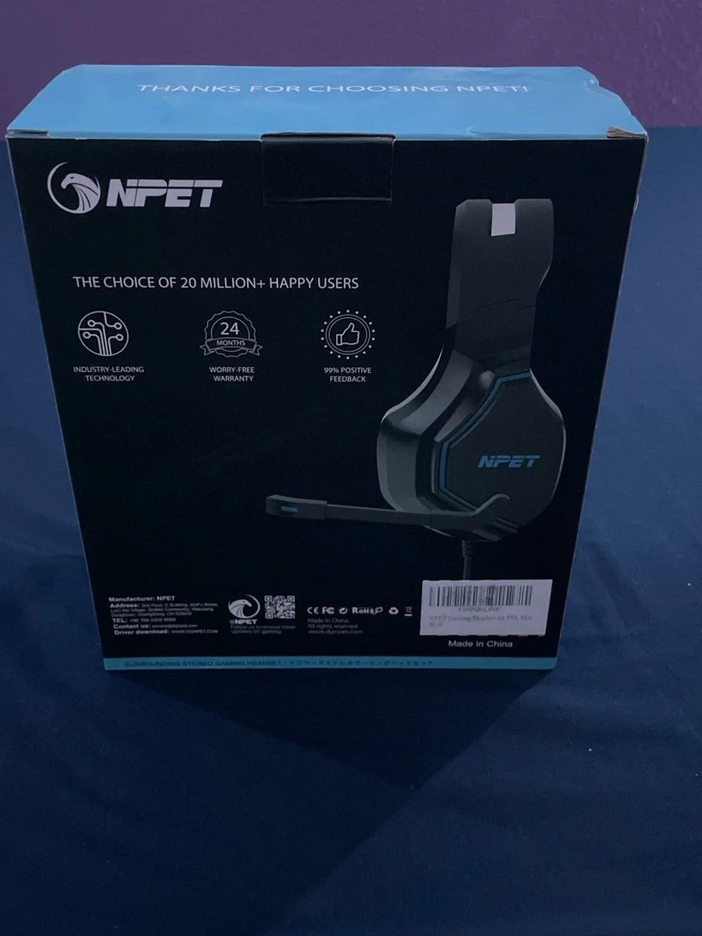 NPET HS20 Gaming Headset - Black with Blue Accents